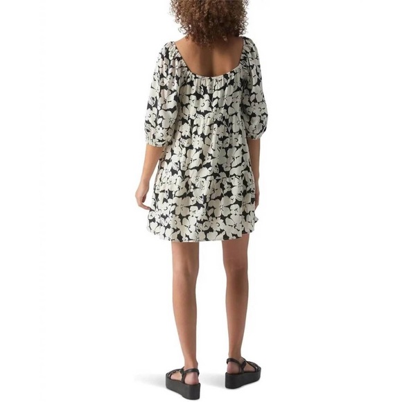 Sanctuary Black and White Puff Sleeve Mini Dress - Picture 2 of 10